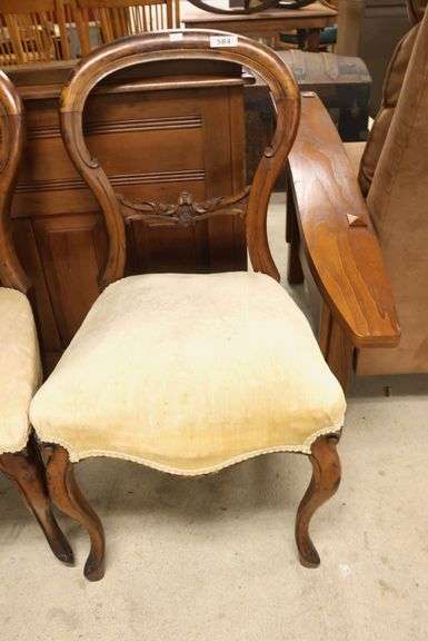 Pair Victorian Walnut Side Chairs