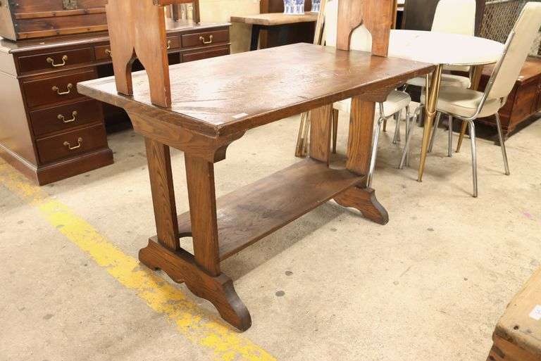 Antique Golden Oak Library Table Desk