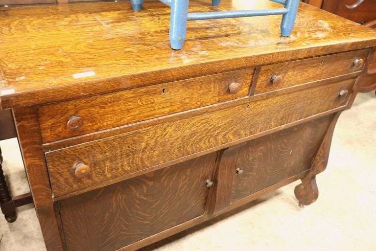 Antique Golden Oak Sideboard, Finish Wear