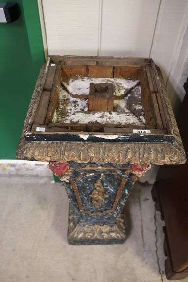 Continental Faux Painted and Parcel Gilt Pedestal Base