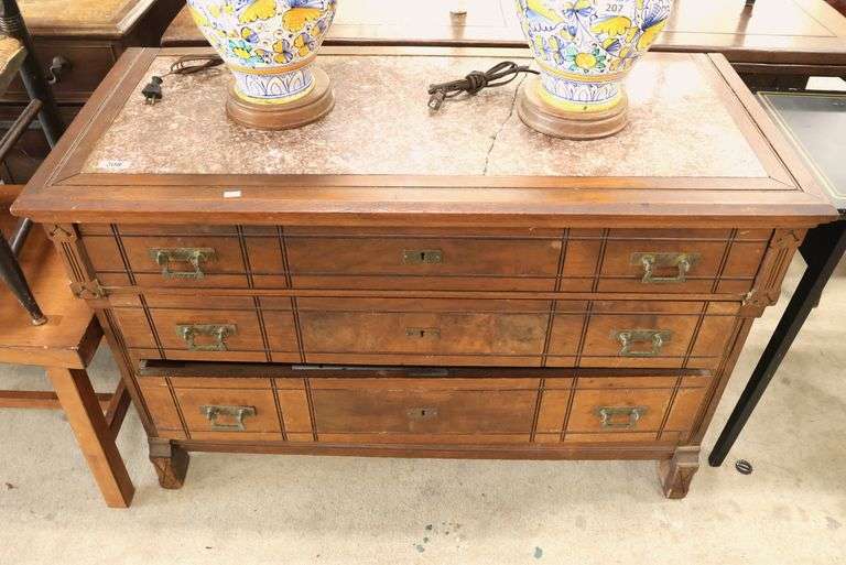 *NO STORAGE* Victorian Marble Top Walnut Dresser, Marble Broken