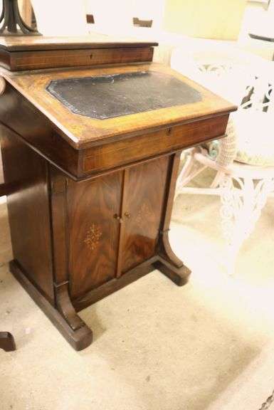 Victorian Inlaid Canterbury Desk, Veneer Damage