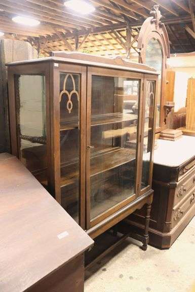 Depression Era Walnut China Cabinet