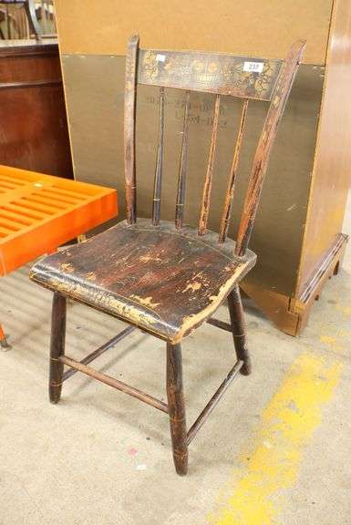American Fancy Painted Plank Seat Chair