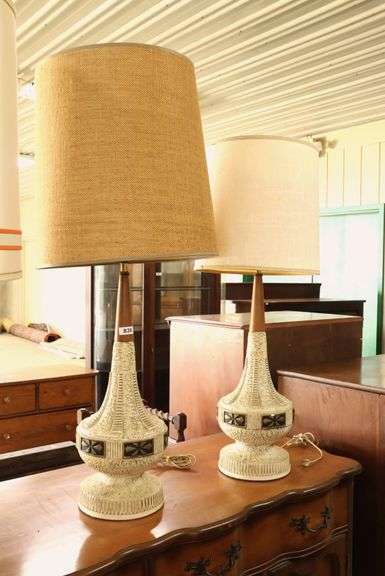 Pair MCM Plaster Lamps, Minor Chips