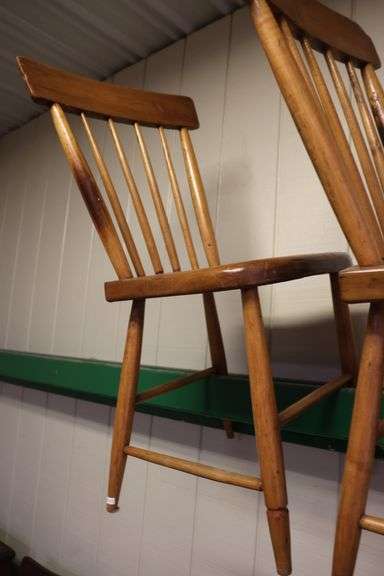 (4) Antique Plank Seat Chairs