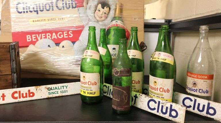 Lot of Vintage Clicquot Club Bottles, Advertising & Shipping Crate