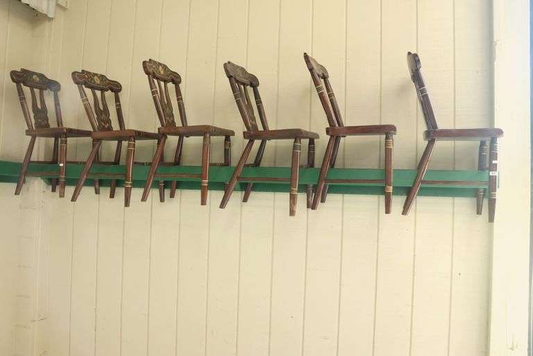 (6) Pennsylvania Painted Plank Seat Chairs