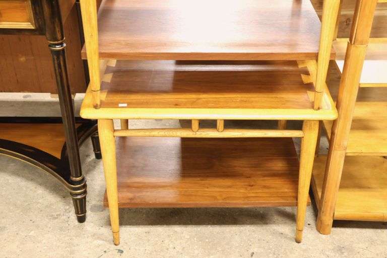 Pair MCM Inlaid Walnut End Tables