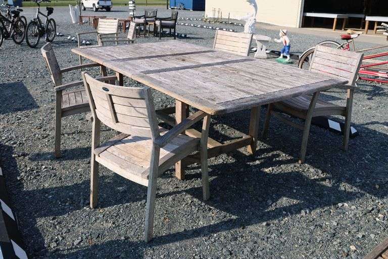 *NO STORAGE* Fortunoff Teak Patio Dining Set, Dry Finish