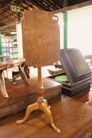 Colonial Revival Tiger Maple Candle Stand