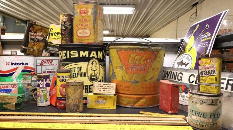Vintage Advertising Lot, Boxes, Tins, Signs, Yard Sticks Etc.