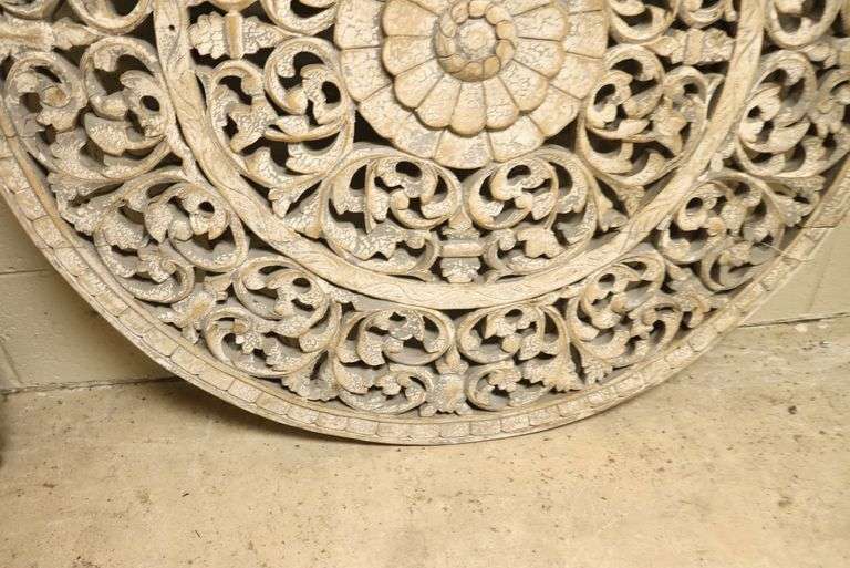 Anglo-Indian Distressed Paint Wall Carving