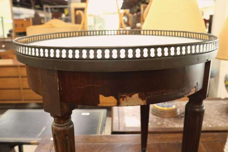 Louis XVI Style Marble Top Cocktail Table, As-Is