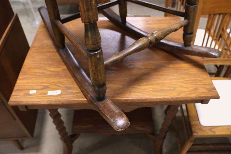 Antique Golden Oak Lamp Table