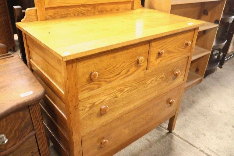 Antique Golden Oak Dresser with Mirror