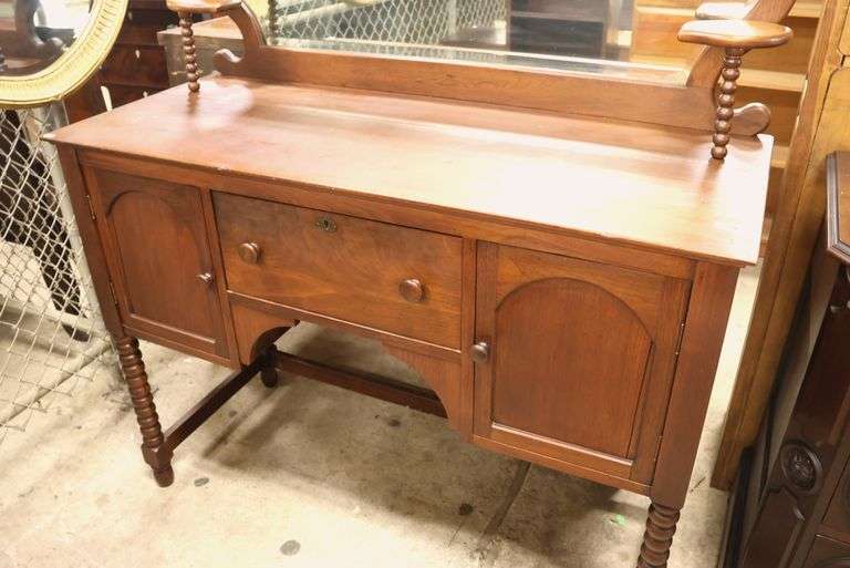 Colonial Revival Walnut Sideboard with Mirror