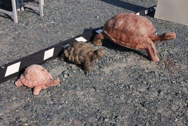*NO STORAGE* 3 Concrete Turtle Garden Sculptures