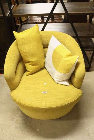 West Elm Mustard Upholstered Swivel Chair