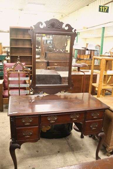 Colonial Revival Mahogany Vanity with Mirror
