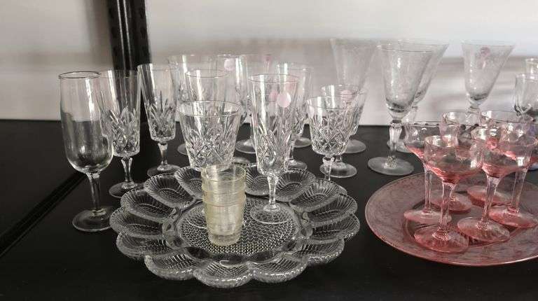 Collection of Crystal & Glass Stemware Glasses & Goblets, Cristal D'Arques-Durand Etc.
