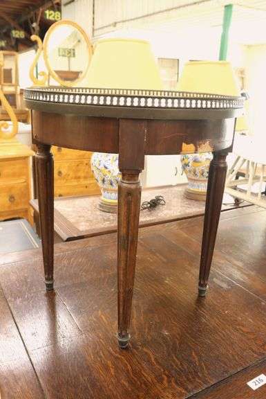 Louis XVI Style Marble Top Cocktail Table, As-Is