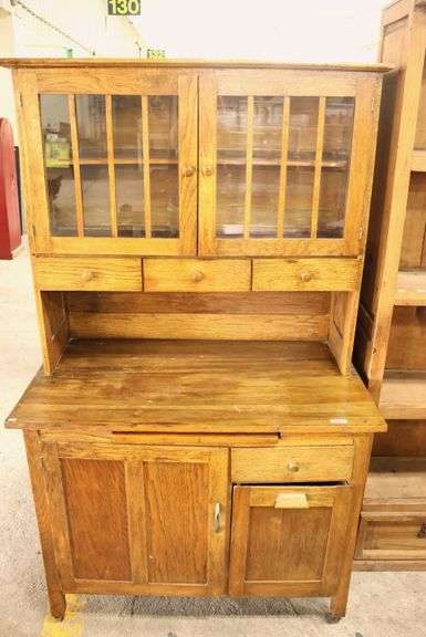 Antique Farmhouse Mixed Woods Kitchen Cupboard