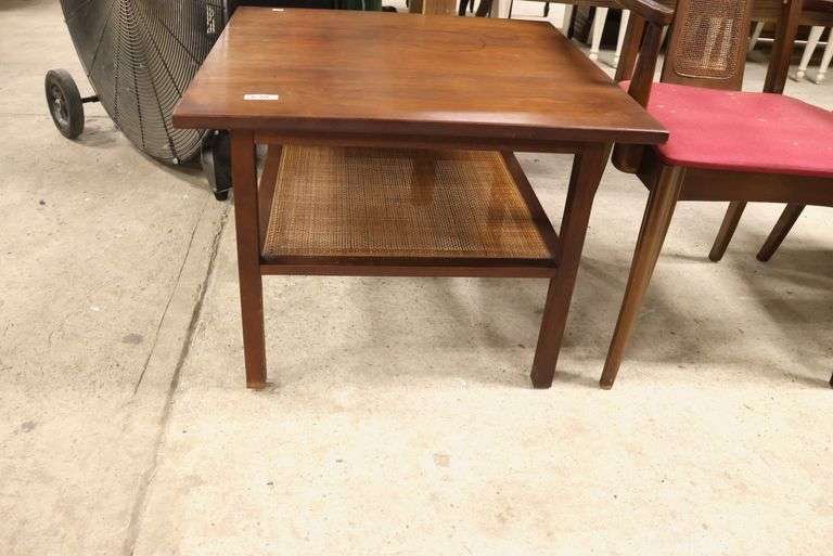 MCM Walnut and Cane End Table, Marks on Top