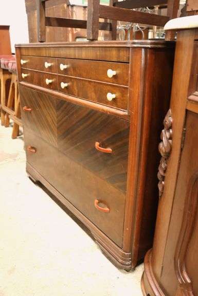 Art Deco Walnut Dresser with Bakelite Pulls, Minor Wear