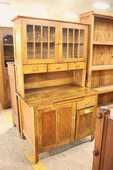 Antique Farmhouse Mixed Woods Kitchen Cupboard