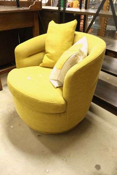 West Elm Mustard Upholstered Swivel Chair