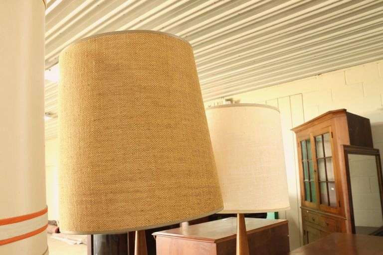 Pair MCM Plaster Lamps, Minor Chips
