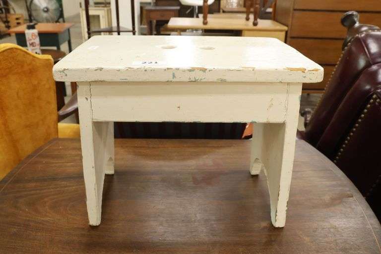 Vintage Farmhouse Painted Footstool