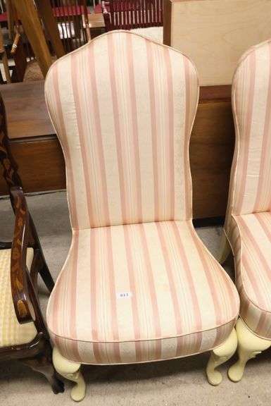 (4) Vintage Painted Backstools, Wear and Tear to Upholstery