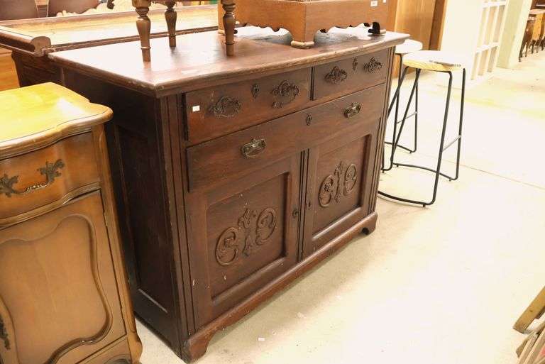 Antique Golden Oak Server