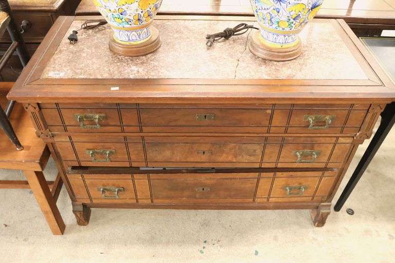 *NO STORAGE* Victorian Marble Top Walnut Dresser, Marble Broken