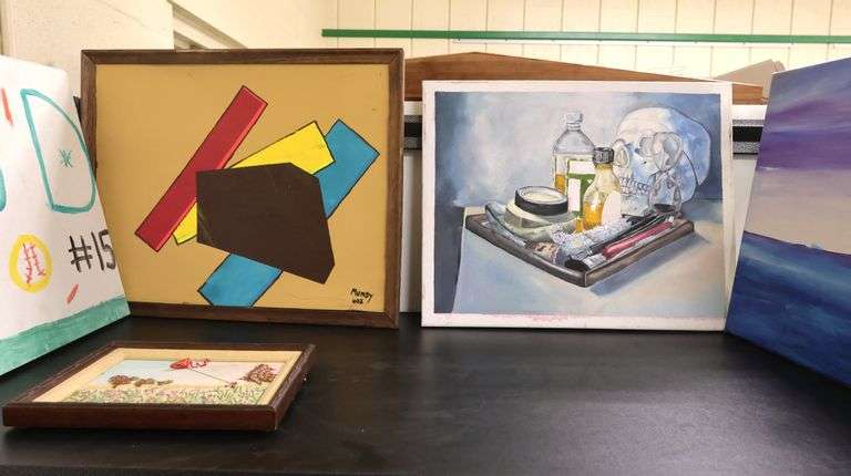 Lot of Paintings & Framed Needlework Landscape