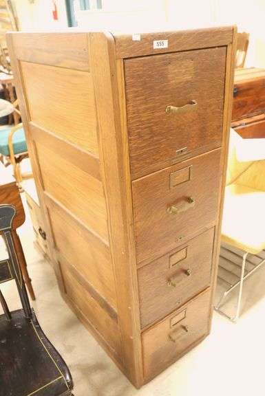 Library Bureau Sole Makers Golden Oak Four Drawer File Cabinet