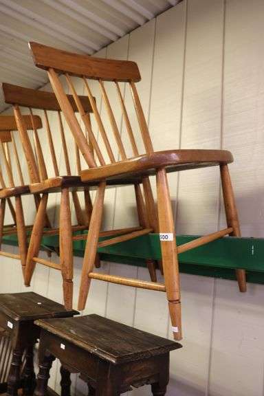 (4) Antique Plank Seat Chairs