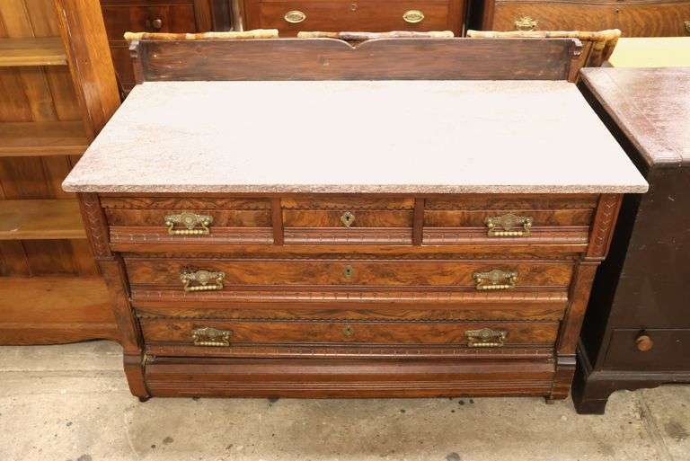 Victorian Marble Top Walnut Dresser