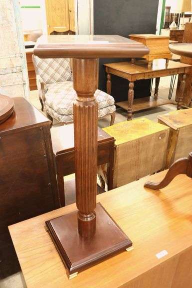 Modern Mahogany Pedestal, Marks on Top
