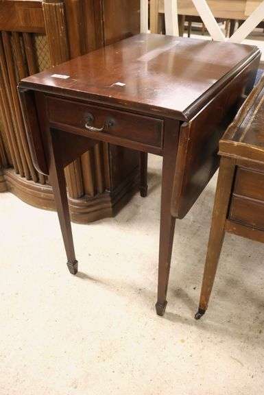 Colonial Revival Banded Mahogany Pembroke Table, Marks on Top