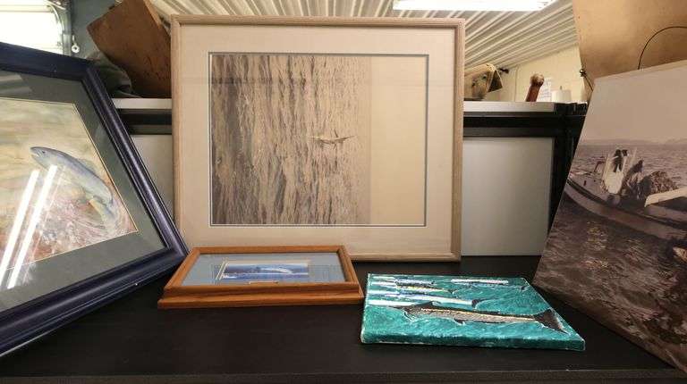 Lot of Paintings Photos & Prints of Fish & Waterman