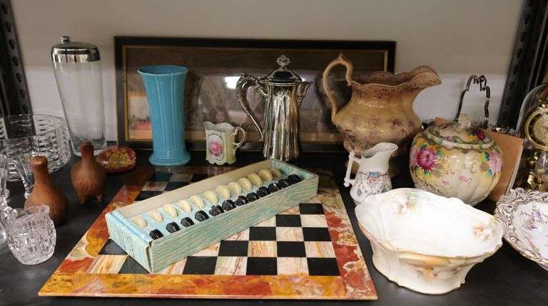 Marble Chess Board, Ceramic & Porcelain Dishes, Framed Print, Transferware Pitcher Etc.