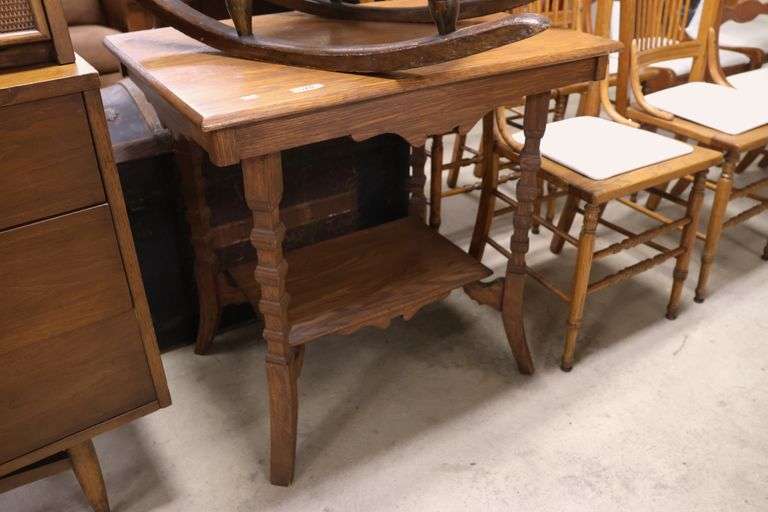 Antique Golden Oak Lamp Table