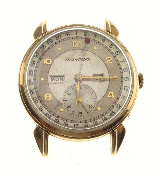 14k Gold Movado Triple Calendar Watch 34.5g Total Weight