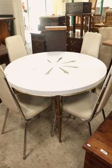 MCM Retro Laminate and Chrome Dining Table and Four Chairs