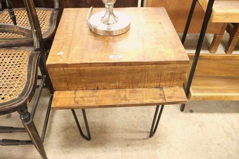 Modern Mango Wood and Metal End Table