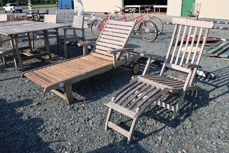 *NO STORAGE* 2 Teak Poolside Lounge Chairs, Dry Finish