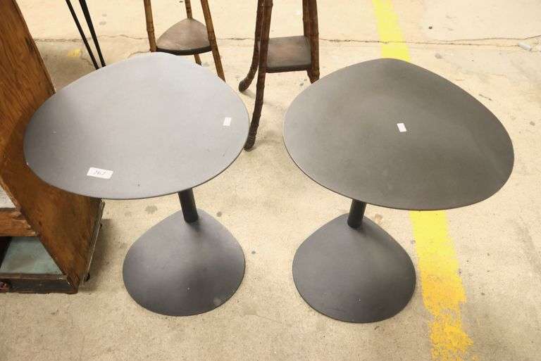 Pair Post Modern Metal Cocktail Tables